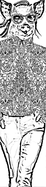 Free colorable bookmarks of a pig walking like a model